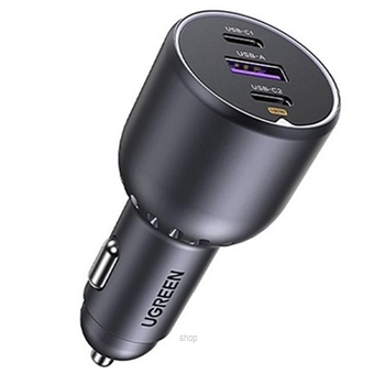 Ugreen 130W Dual USB-C PD + USB-A Fast Car Charger + USB-C 2.0 To USB-C Cable 100W 1m - UG-EC705-55511